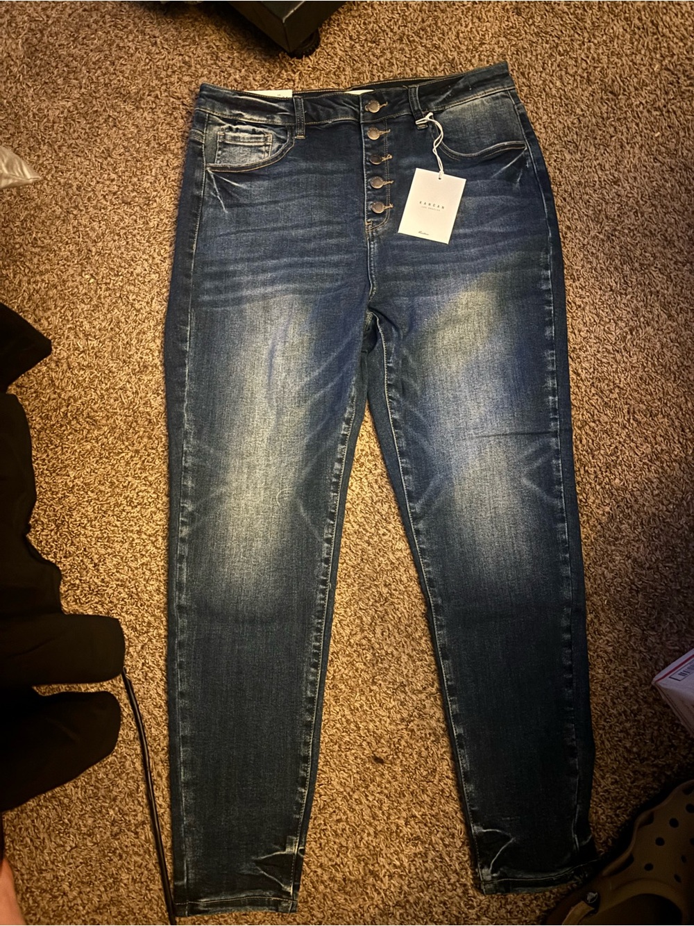KanCan Dark Wash High-Rise Button-Fly Skinny Jeans
